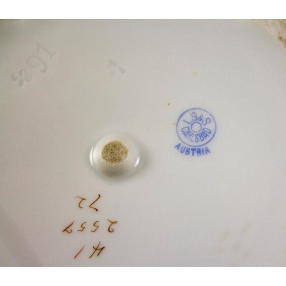 Antique LS&S Carlsbad Austria Vegetable Dish 7.5" Brown/Blue Flowers 1895-1917 - Picture 6 of 15